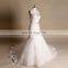 Elegant mermaid sleeveless bling beads bottom tulle and lace wedding dress with beads on the waist