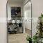 arch black metal frame floor free stand full length mirror