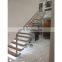 FoShan Villa Contemporary glass / wooden floating stair staircase with LED light