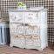 antique wood carved cane cabinet furniture chest of wicker plastic weave drawers