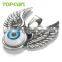 Topearl Jewelry Blue Evil Eye Angel Wing Gothic Pendant Stainless Steel MEP03-05