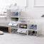 2020 Best selling transparent PP plastic clear view fold drop front door open stackable home baby underbed shoe storage box rack