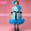 2015 Yiwu market Newest blue ball gowm kids feather dress
