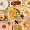 Outdoor Safe Eco-Friendly Lead Free Porcelain Dotted Round Oval Meat Flat Enamel Pot Dinnerware