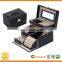 Black Leather Jewelry Box Lockable Makeup Storage Case with Mirror