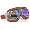 BJ-GT-010 New Style High Performance Coffee Leather Aviator Sportbike Goggles