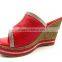 Wholesale Best Price Red pu Sole Wedge High Heel Slipper
