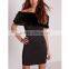 Black fur bardot bodycon evening dresses