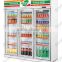 3 door beverage cooler/double layer tempered glass drink display cooler/supermarket display cooler