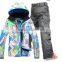 snow mens ski suit male veneer double plate skiing jacket and pants skiing suit for men waterproof 10K thick free ship