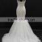 Elegant mermaid lace applique wedding dress with tulle straps beading trim on teh empire cutline