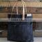 Custom waxed denim leather tote bag with pockets                        
                                                Quality Choice