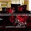 100% Cotton Red Rose Flower Printed 3D Bedding Set