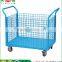 5 Inch Noiceless Wheel Movable Mesh Side Platform Truck Roll Cage Storage Platform Cart