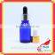 Blue Glass Dropper Bottle With Rubber Dropper Sealing Type Golden Lid for Essential Oil Bottle