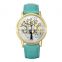 Hot wristwatch leather strap women flower watch