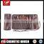 12pcs fashion brown bag make up and brushes