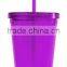 various color BPA free 16oz double wall plastic tumbler
