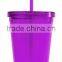 FDA approved bpa free colorful plastic tumblers with straw lid