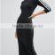 2017 Wholesale Best Selling Crew neck Raglan sleeves Ribbed cuffs retro styles Black Three Stripe Midi Dress