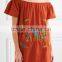 Mexican Women Summer Boho Off-The-Shoulder Colorful Embroidery Patch Crinkled Cotton Mini Names Of Girls Dresses HSD5858