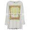 Best quality new fashion designs long sleeves round neckline women white t-shirts