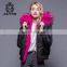 Attractive Design 2017 new arrive black bomber jacket with raccoon fur collar