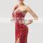 Grace Karin Fashion Women Sexy Dress Split Beaded Sequins Long Red Free Prom Dresses CL6102