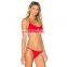 Factory direct wholesale swimwear front fashion stylish woman bikini plain red 2 pieces set