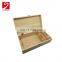 high quality natual color wood wine box with handle and deboss logo
