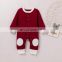 2020 new multicolor pit stripe Korean round neck long sleeve open chest patch one piece baby one piece Romper long climb