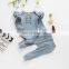 Infant Baby Girls Autumn Clothing Set Long Sleeve Ribbed Knitted Ruffle Cotton Rompers Tops Pants Clothes Suit