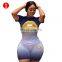 European and American women's gradual color love printing fashion sports leisure two piece women's wear