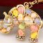 Lovely shinning cute elephant Key chain ring for women llavero para Mujer animal Car and bag accessoy