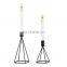 Set of 2 Geometric Wire Modern Wedding Decoration Table Centerpiece Metal Taper Candle Holders