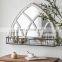 Natural style wooden wall decorative mirror with storage shelf  wooden mirror frame decorative