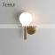 Personality Fashion Decoration Indoor Gold Black Bedroom Living Room Metal Glass Modern LED Wall Lamp