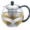 glass teapot with basket infuser,good quality glass tepot,glass and stainless steel kettle