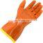 100% Waterproof Industrial Orange Sandy Finished PVC Fishing Gloves with Yellow Acrylic Thermal Liner