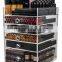 Hot Sale Amazon Diamond Knob 8 Drawers Acrylic Makeup Organizer Cube Clear Acrylic Storage Boxes