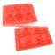 BPA Free Heart Shape Custom Silicone Ice Cube Trays with Red Color
