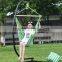 green striped swing chairs with cushions for single person