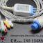 Artema/S&W ECG 3 lead Cable and leadwires, IEC with Grabber, 10pin