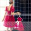 K117 lovely ball gown red tulle flower girl dresses with bow belt