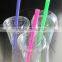 wholesale High quality plastic cup with lid and straw for boba bubble tea