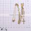 Fashion latest design gold plated beads long chain cross pendant necklace