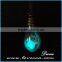 Newest design bulb glowing pendant necklace , glass jewelry glow in the dark
