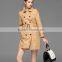 Women's European style latest design brown color double breasted fashion military long coat