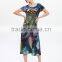 Wholesale chromatic wrinkle clothing slimming A-line dress for lady