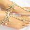 Crystal pearls PAYAL Anklets pair toe ring BAREFOOT SANDAL